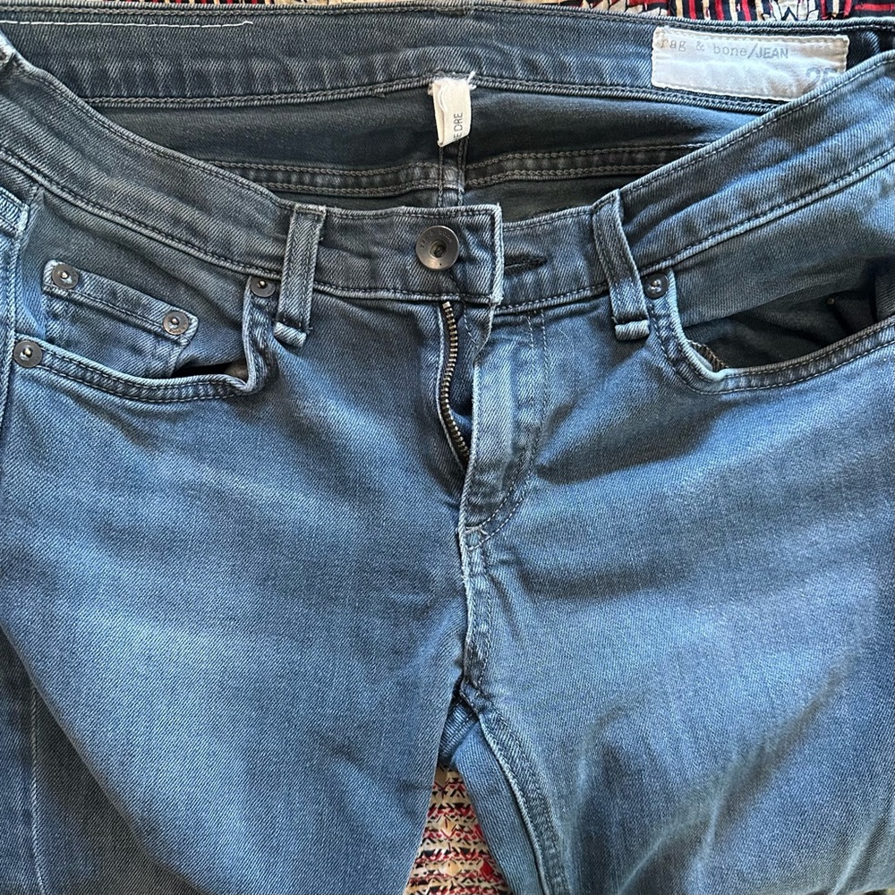 Rag & Bone The Dre Blue Jeans with Stretch and Faded Wash